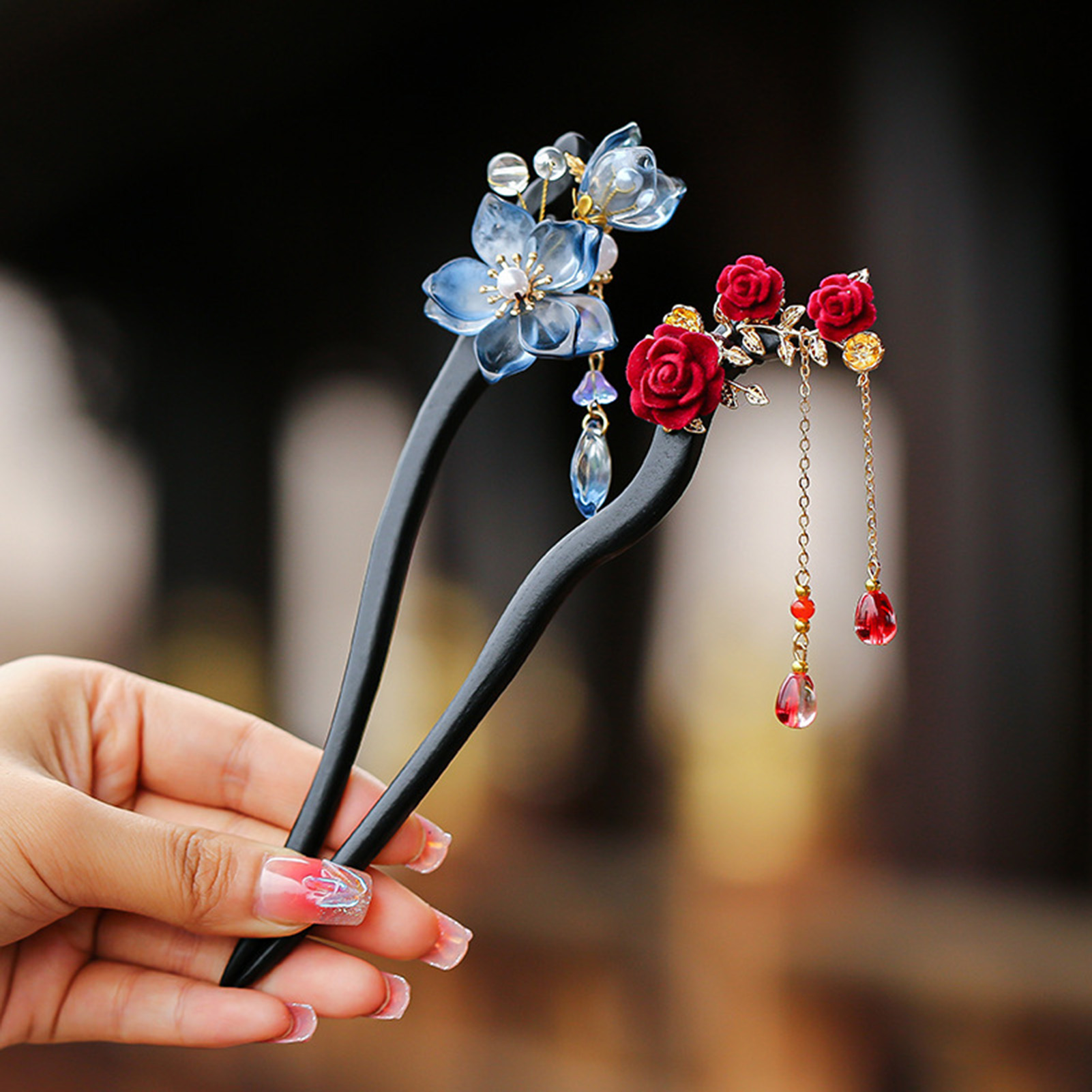 Art Craft Shop - Chinese Style Flower Tassel Hairpin Vintage