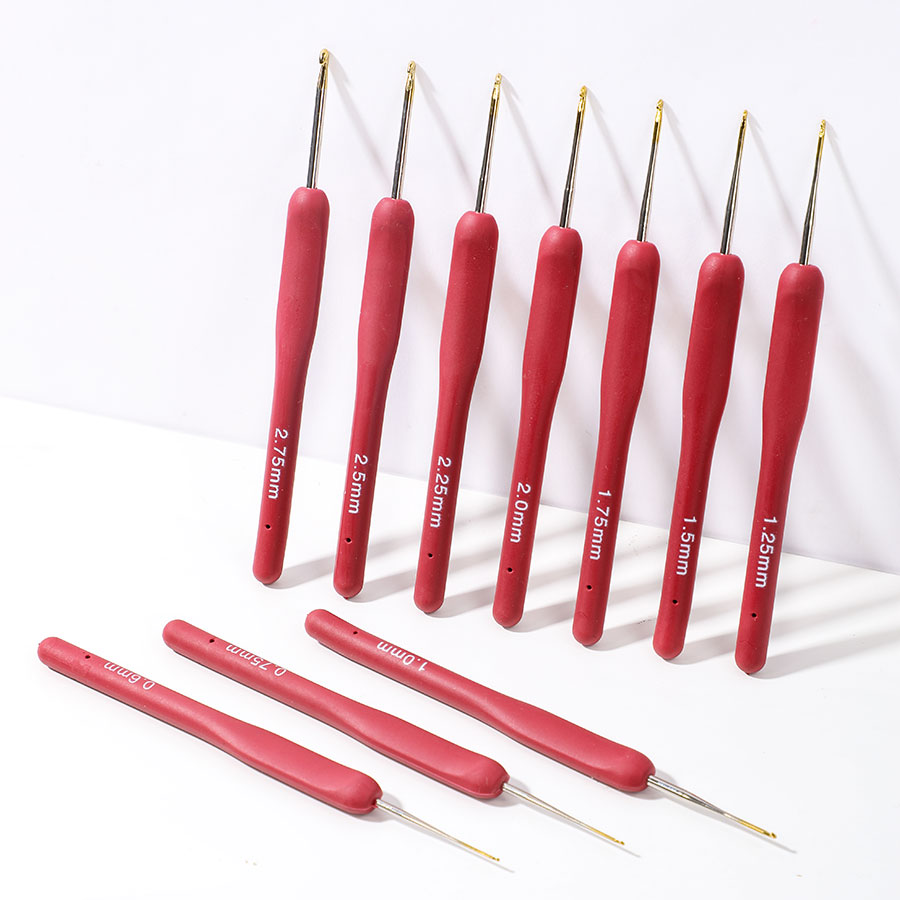 10pcs Red Crochet Set Kit Sili - огляд і ціна Crochet Hook Set