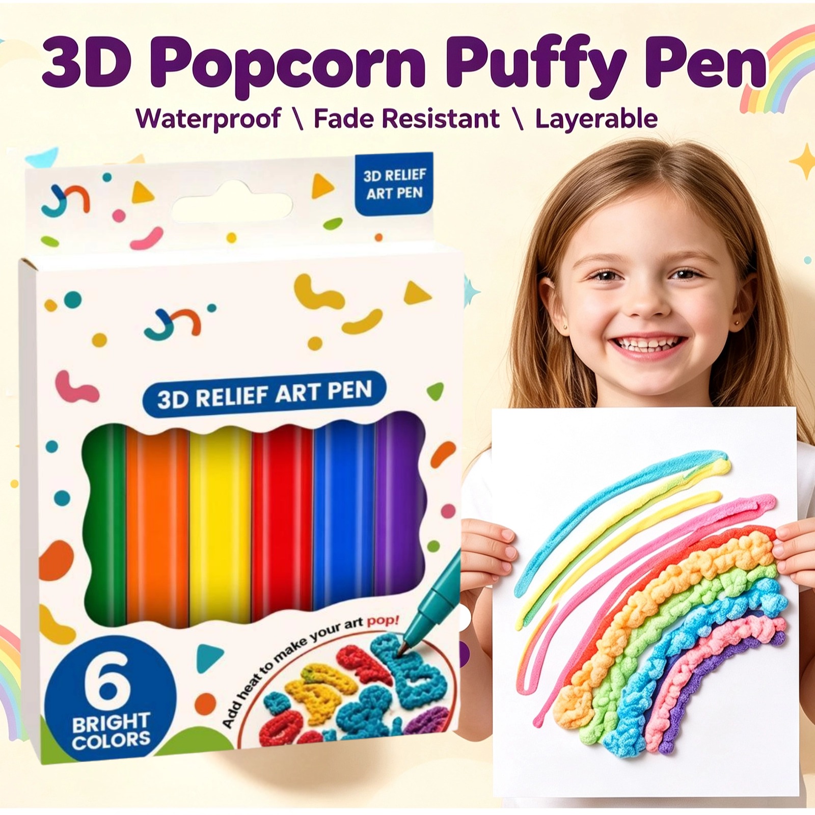 Premium 3D Puffy Popcorn Pen S - огляд і ціна Art Craft Easy With Paper
