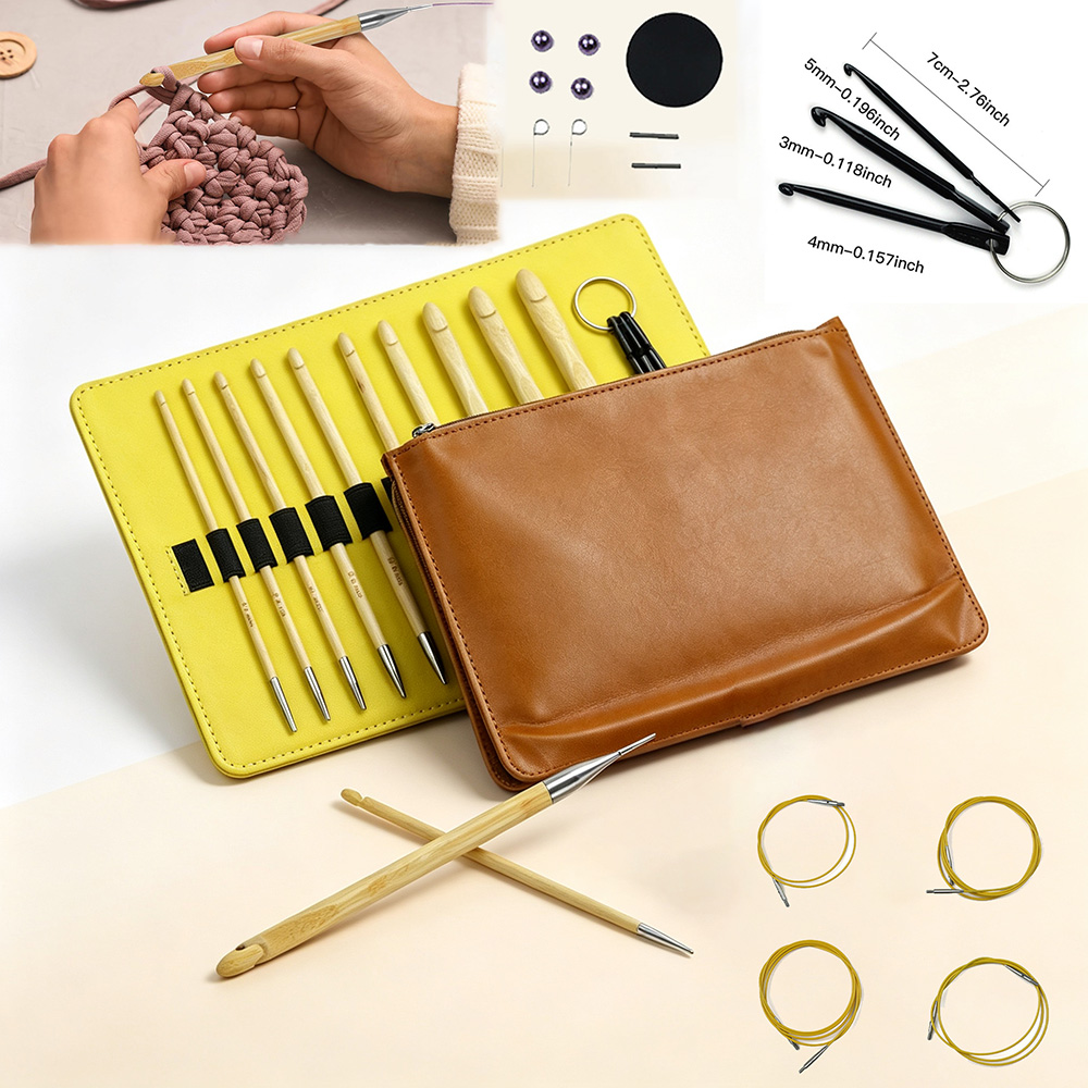 10Pcs Bamboo Interchangeable A - огляд і ціна Crochet Hook Set
