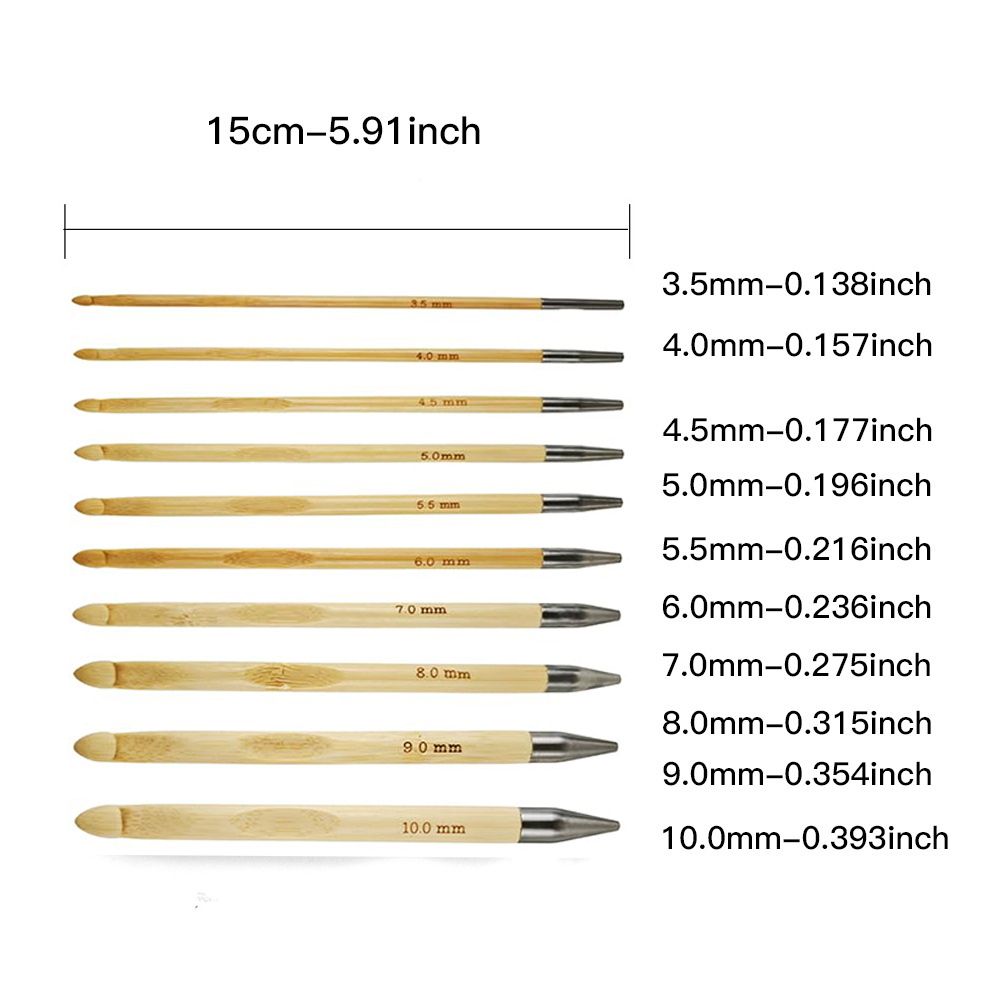 10Pcs Bamboo Interchangeable A - огляд і ціна Crochet Hook Set