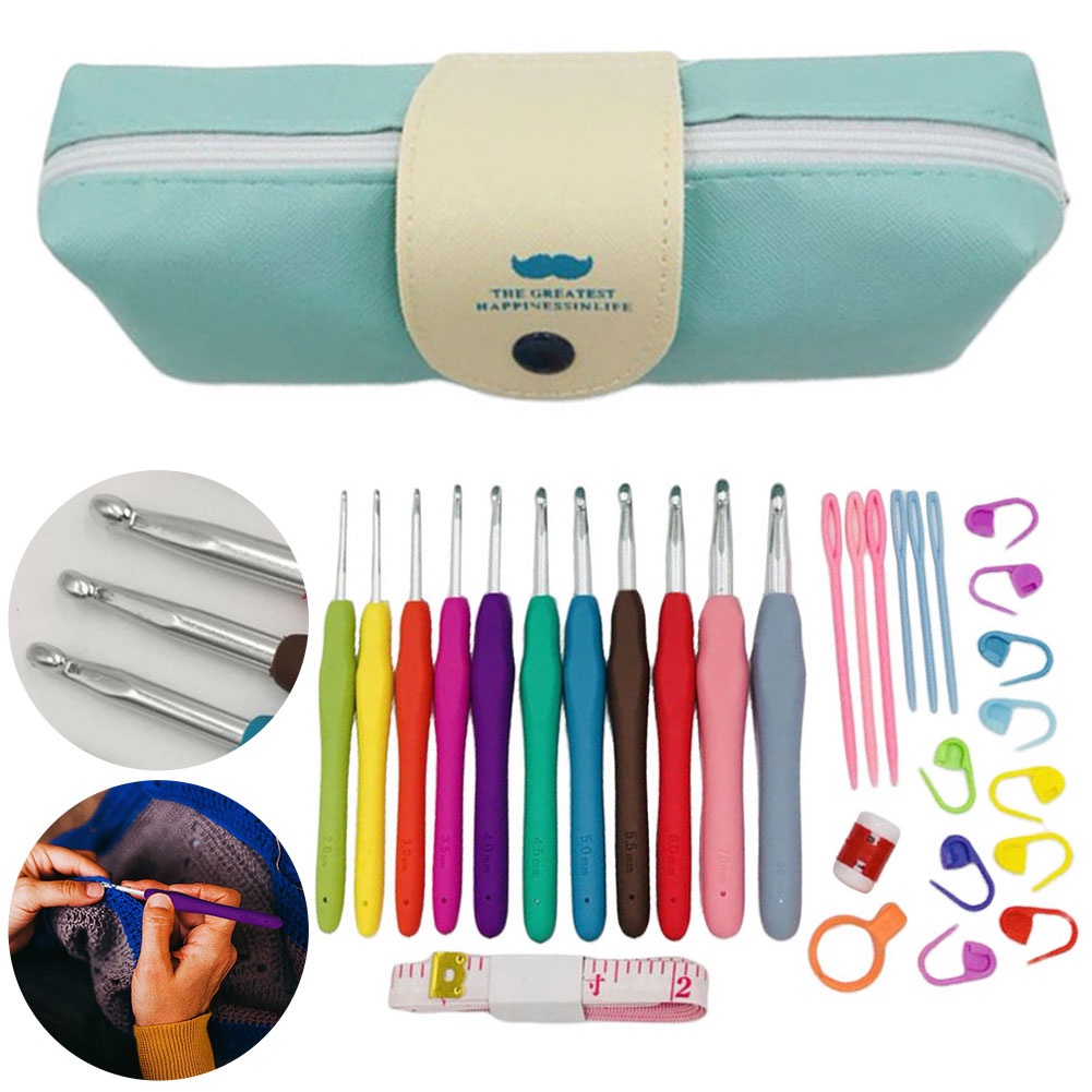 11PCS Colorful Rubber Handle K - огляд і ціна Crochet Hook Set